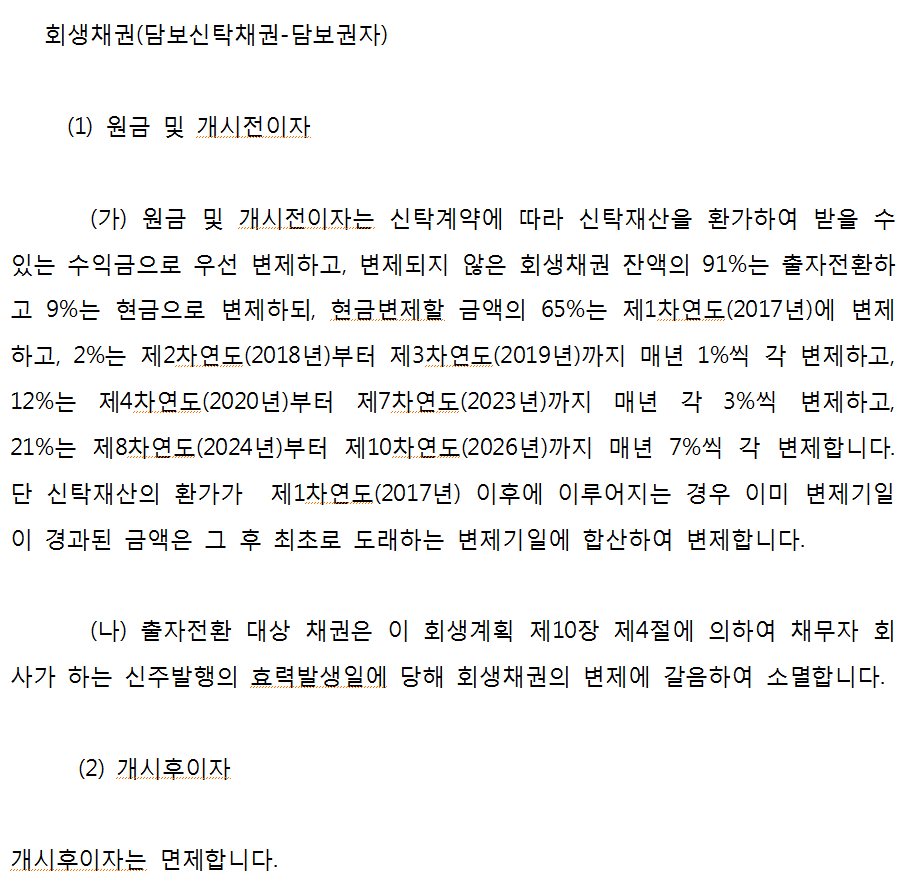 회생절차에서 부동산담보신탁채권의 처리